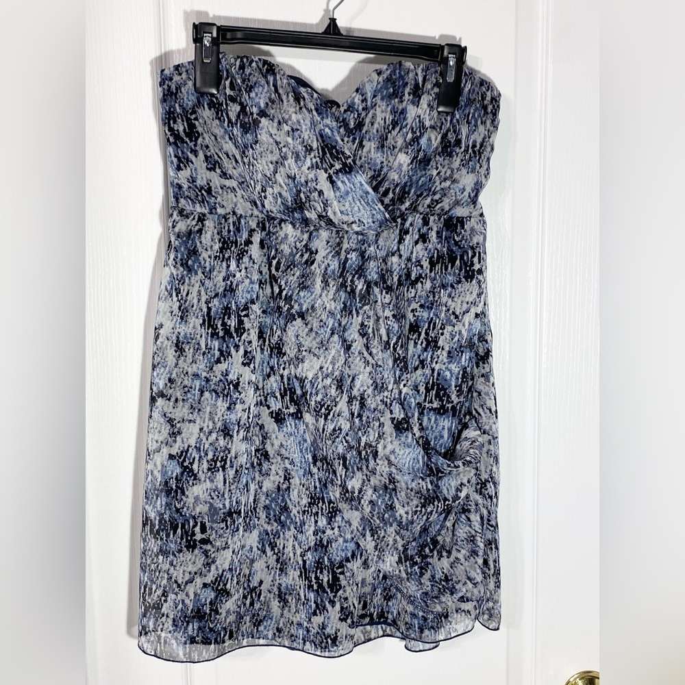 NWT Romeo & Juliet Couture Strapless Draped Chiffon Mini Dress USA MADE Blue L